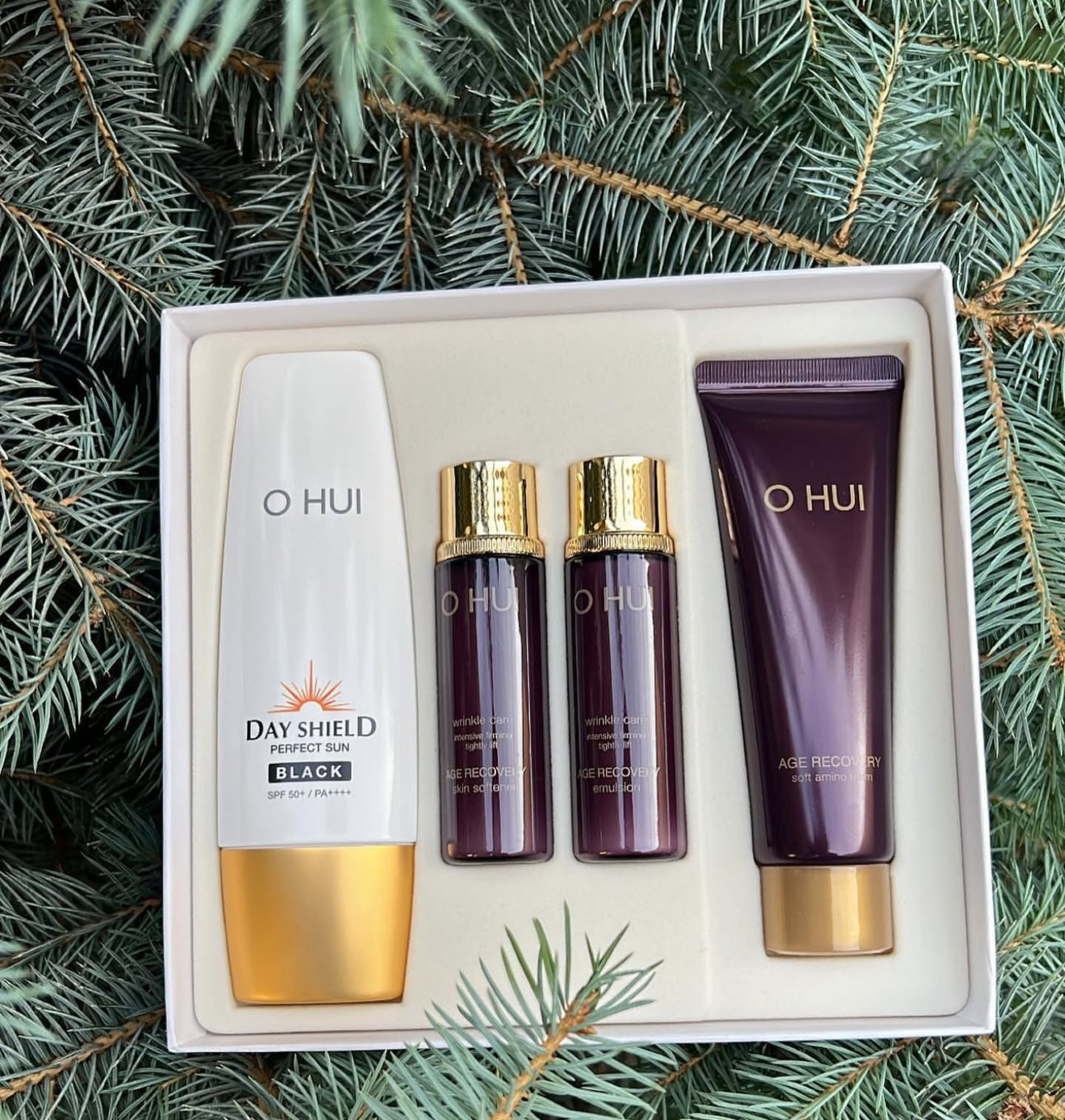 Ohui Black SPF50+ PA+++ sunscreen set with toner, emulsion, cleansing foam