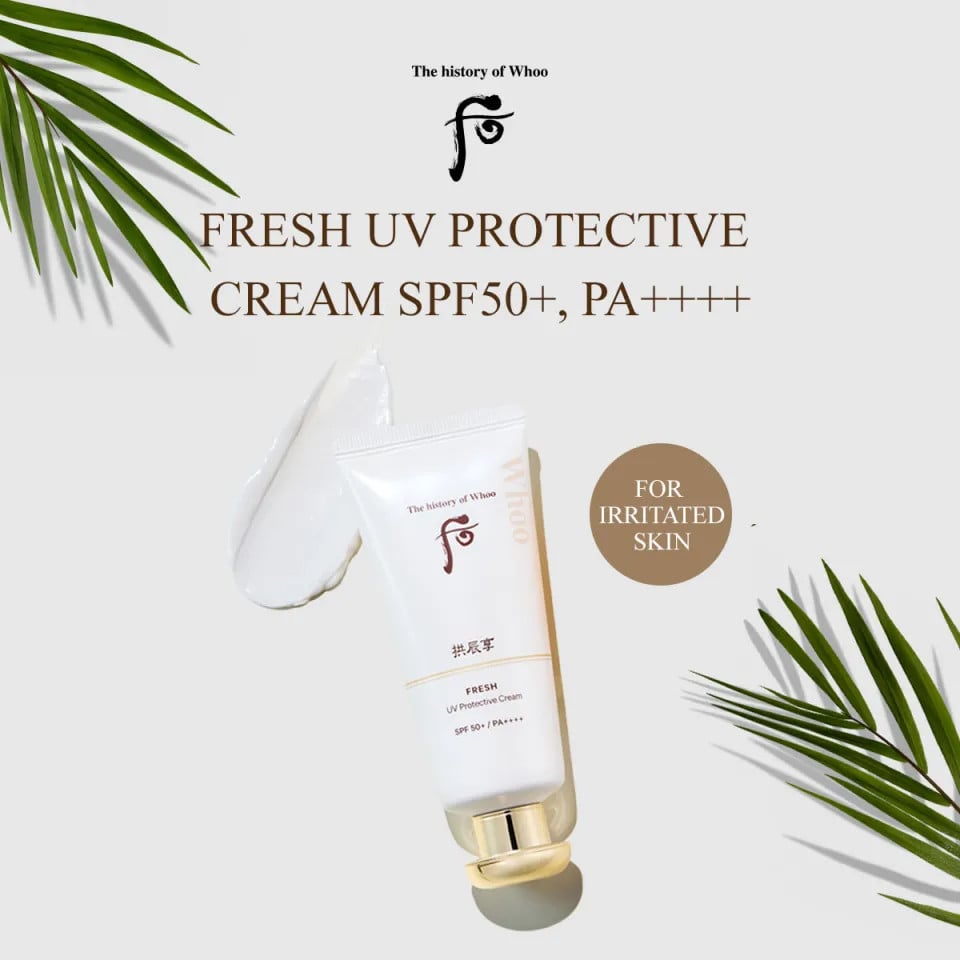 The History of Whoo Fresh Sun Cream SPF 50+++ set for sensitive, acne prone, allergic skin type
