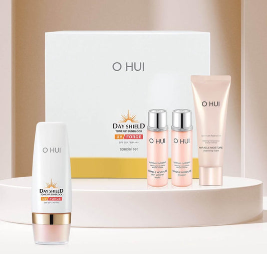 OHUI SPF50+/PA++++ uv force set with toner, emulsion and cleansing foam