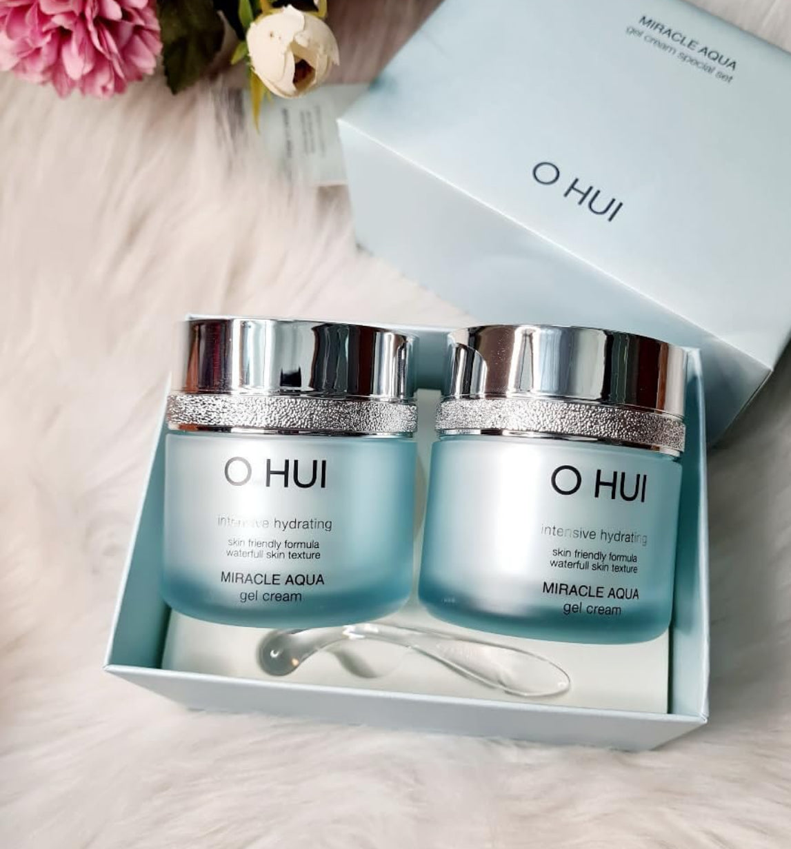 OHUI Miracle Aqua Gel Cream Set 2*50ml with hyaluronic acid for oily and combined skin