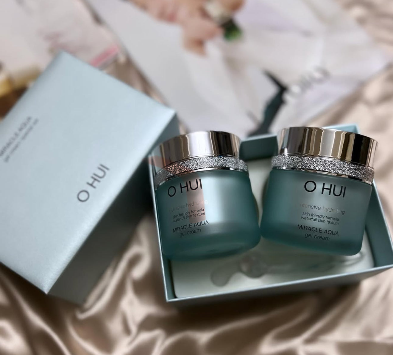 OHUI Miracle Aqua Gel Cream Set 2*50ml with hyaluronic acid for oily and combined skin
