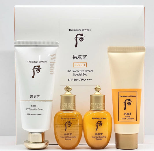 The History of Whoo Fresh Sun Cream SPF 50+++ set for sensitive, acne prone, allergic skin type